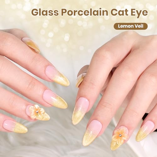 Image of Beetles Lemon Veil Yellow Cat Eye Gel Nail Polish - 15ML Full Size Glitte Golden Yellow Cat Eye Spring Gel Polish Magnetic Shimmer Effect Soak Off UV Nail Art Design Salon DIY Manicure Gifts for Women | Glitter Cat Eye Gel Polish Magnetic Shimmer Effect Soak Off UV Nail Art Design Salon DIY Manicure Gift for Women