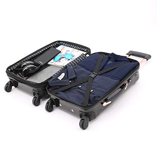 Kensie Women's Alma Hardside Spinner Luggage,Tsa-Approved, Metallic Black, 3-Piece Set (20/24/28) #TOP6