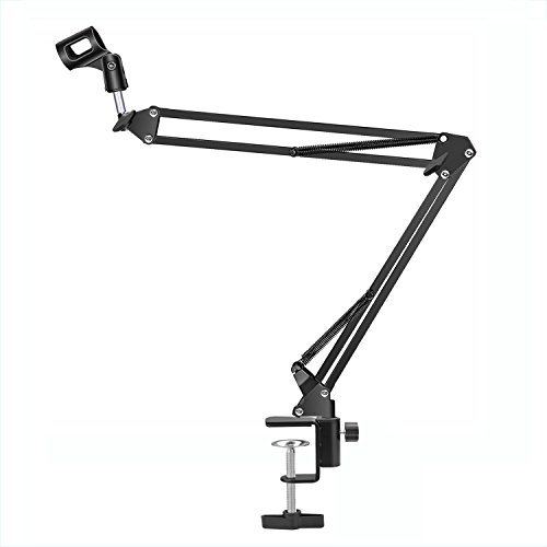 Adjustable Microphone/Mic Suspension Boom Scissor Arm Stand, ELINP Compact Mic Stand Made of Sturdy Steel for Radio Broadcasting Studio, Sound Studio, Stages, and TV Stations