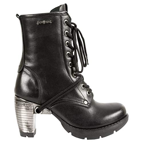 Bottes New Rock Style M.TR001 S1 Noir Femmes Talon d'acier Cuir Plateforme