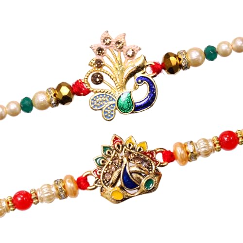Image of TIED RIBBONS Rakhi for Brother - Set of 2 Rakhi for Brother Men Boys Kids Bhaiya with Roli Chawal - Rakhi's for Rakshabandhan