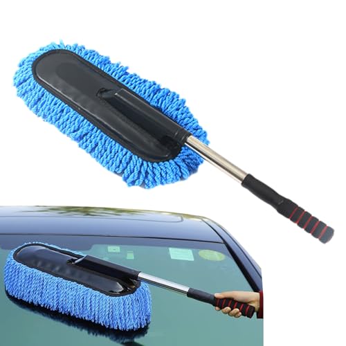 Plumero de coche - Mopa de lavado de coche con mango largo | Cepillo de microfibra multiusos para lavado de coches | Plumero extensible de mango largo para camiones, vehículos y limpieza del hogar