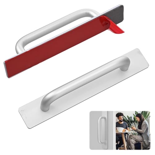 CIATBYYJ - 2 Pack Adhesive Cabinet Handles, Silver No Drill Drawer Pulls Stick On Handle, 5.5" Peel and Stick Cabinet Handles, Helper Sliding Screen Door Handle, for Closet Window Wardrobe Shower Drawer Glass