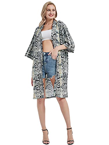 Image of Anna-Kaci Women Print Short Sleeve Cardigan Long Open Stuff Kimonos Loose Casual Cover Up Shirts