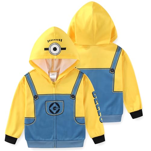 Minions Boys Zip Up Hoodie for Toddler and Big Kids