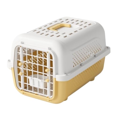 ポータブル通気性猫バッグ スペースボックス、ポータブルペット猫、チェックインボックス、ポータブル車用犬ケージ、エアラインボックス、猫ケージ、猫バッグ、犬 洗える猫バッグ(Yellow)