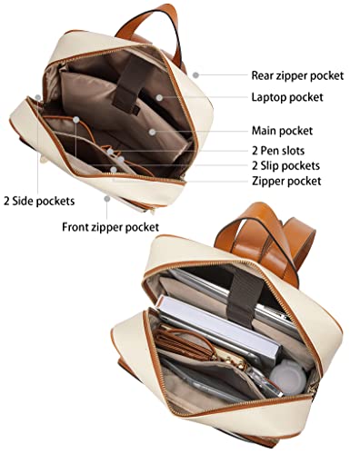 Bostanten Leather Laptop Backpack, 15.6 Inch Computer Bakpack Large Capacity Business Work Travel Bag For Women＆Men #TOP2