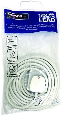 Pifco 1 Way UK 3Pin Plug 13A 250V Extension Lead, 10 Metre, White