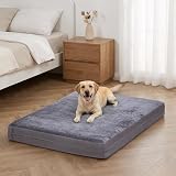 XL Waterproof Large Dog Bed, Outdoor Dog Bed for Crate, Kennel Beds Pet for Large Dogs, Waterproof, Wipeable, Anti-Slip, Washable, 41' x 27', Dark Grey