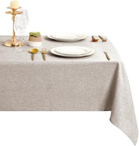 DWCN Leinen Stein Tischdecke 110x140cm Stoff Outdoor Wetterfest Leinenoptik | Abwaschbar Tischwäsche Wasserabweisend Schmutzabweisend Tischtuch für Esszimmer Garten Party Hochzeite