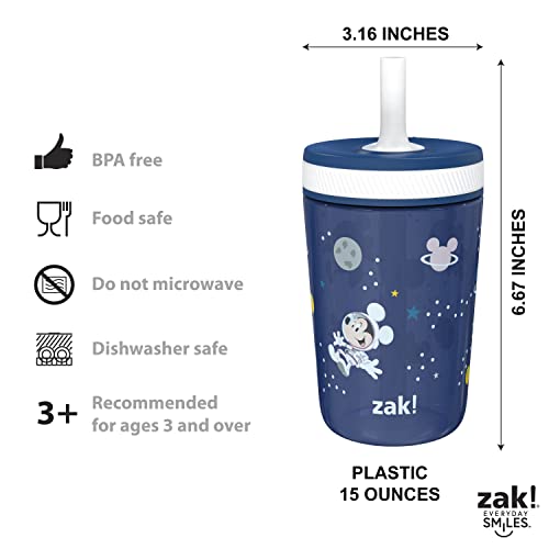 Image of Zak Designs Disney Mickey Mouse Kelso Tumbler Set, Leak-Proof Screw-On Lid with Straw, Bundle for Kids Includes Plastic and Stainless Steel Cups with Bonus Sipper (3pc Set, Non-BPA) (Pack of 12)