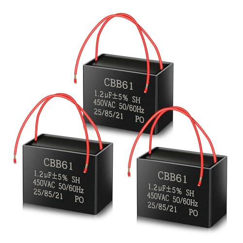 CBB61 450V AC 1.2uf 50/60HZ ANGEEK Condensador de arranque,Condensador de motor AC para ventilador de techo,ventilador,campana extractora (Pack de 3)