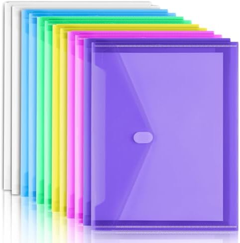 Sooez 12 Pack Plastic Envelopes File Folders, Plastic Folders with ...
