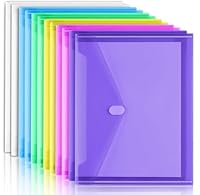 Sooez 12 Pack Plastic Envelopes File Folders, Plastic Folders with Pockets, Colored Folder for Documents Organizer Letter/A4 Size, Clear Filing Folders for Office School Paper Storage, 6 Colors