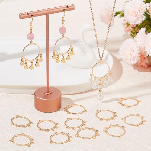 Beebeecraft 16Pcs Chandelier Connector Charm 18k Gold Plated Tibetan Circle Frame Multihole Pendant Charm Links for for Earring Jewelry Making Hole 1.2mm - Image 4