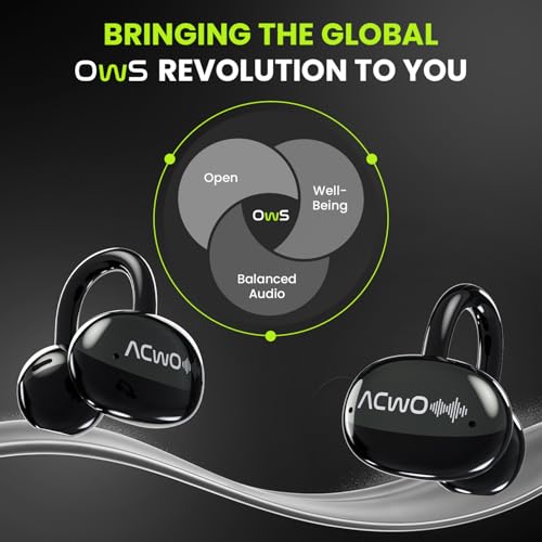Image of ACwO DwOTS Flow Open Ear Earbuds | X-Fidelity Sound | AI-ENC Mic | Dual Mode (Music & Gaming) | 50H Playtime | Fast Charging | IPX5 | Bluetooth 5.3 Pearl Black