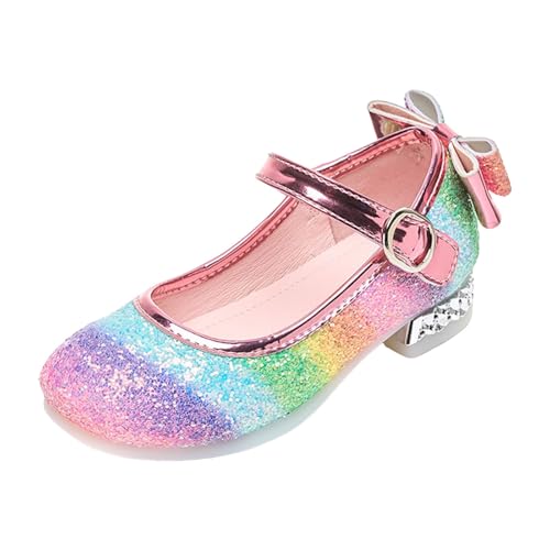 Dress Up Princess Shoes for Toddler Girls Soft Sole Toddler Bow Mary Jane Casual Low Thick Heel Party Shoes