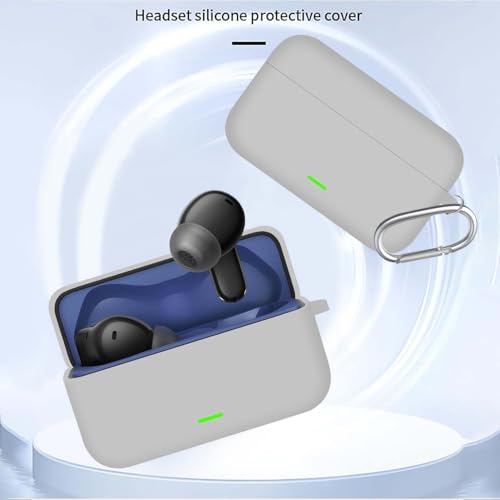Image of Anvique Silicone Case Cover for Realme Buds T500 Pro, Shockproof Protective Earbuds Cover with Keychain Hook, Anti-Scratch Soft Silicone Skin, Full Body Protection Case (Grey)
