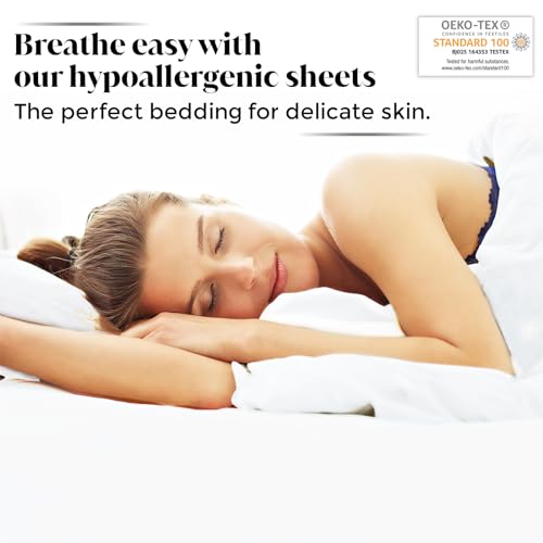Image of Split King Size Sheet Set | 2 Fitted Sheets for Sleep Number & Adjustable Beds | Organically Grown | Ultra Soft & Cooling |100% Viscose | 17 inch Deep Pocket [Classic White]