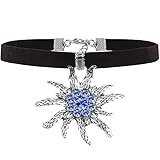 Oktoberfest Halsschmuck,Bayrische Halskette,Oktoberfest bayerische Dekoration,Trachtenkette Samt mit Strass-Edelweiß klein - Damen Samt-Kropfband enganliegend,Karnevalskostüme Accessoires (blau)