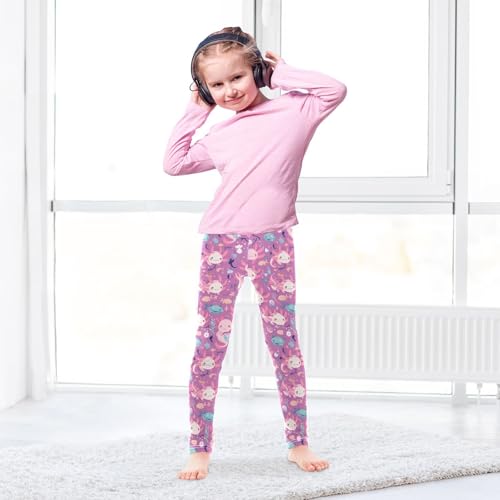 Lovely Axolotl Pattern Hawaiian Kids Baby Girls Leggings Stretch Full Length Dance Pants Gym4