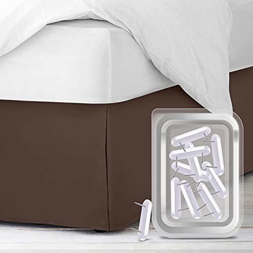 Empyrean Bedding Bed Skirts King Size - King Bed Skirts with 8 Pins - Dust Ruffles King â€“ Microfiber King Size Bed Skirt - King Size Bed Skirts 14 Inch Drop â€“ Chocolate Brown