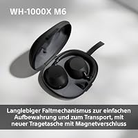 SONY WH-1000XM6 kabellose Noise Cancelling-Kopfhörer, Signature Hi-Res Sound, Bluetooth-Kopfhörer, Komfort, faltbares Design, magnetische Tragetasche, 30 Std.-Akku NC An, iOS & Android - Midnight Blue – Ansicht 6