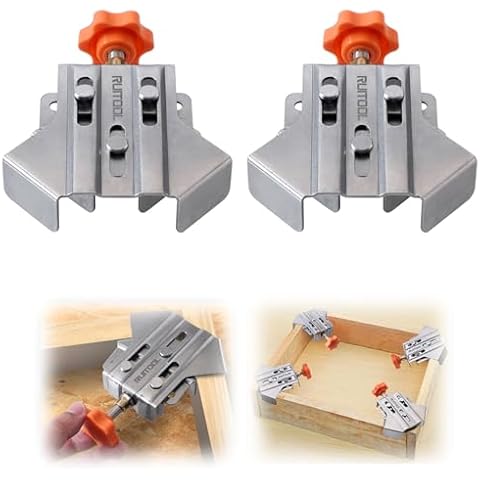 2 Pack Corner Clamps for Woodworking Durable Rust&Corrosion Resistant Upgraded 90 Degree Stainless Steel Right Angle Clamp with Adjustable Swing Jaw For Wood, Metal Pipe, Steel Rod And Glass. Cover