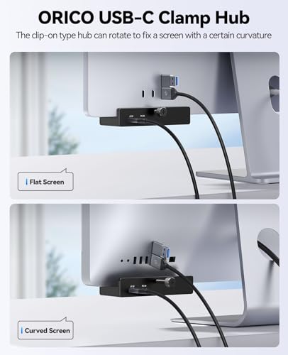 ORICO USB Hub, Aluminium USB 3.2 Hub Clip with 5 V Power Supply Connection, 10 Gbps 5 Port USB Splitter with 2 Type-A 3.2 and 1 Type-C 3.2, SD/TF 3.0, 100 cm Cable for Monitors, Desks - Image 2