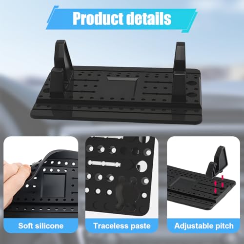 DUSCOKE Cell Phone Holder for Car Dashboard - Adjustable Silicone Phone Mount Car Pad Mat - Universal Anti-Slip Vehicle GPS Mounting Mat Cellphone Stand for Smartphones Navigation - Thumbnail 3
