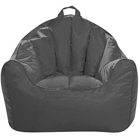 Posh Creations Structured Comfy Seat for Playrooms and Bedrooms, Large Bean Bag Chair, Malibu Lounge, Charcoal Gray Cover