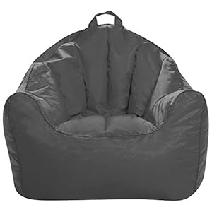Posh Creations Structured Comfy Seat for Playrooms and Bedrooms, Large Bean Bag Chair, Malibu Lounge, Charcoal Gray