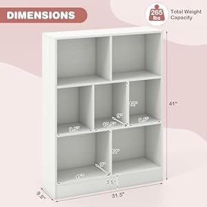 HONEY JOY Kids Toy Storage Organizer, 7-Section Wooden Floor Storage Cabinet, 41” Daycare Toy Chest, 3-Tier Kids Display Bookshelf for Classroom, Playroom & Nursery, Kindergarten (White) HONEY JOY Kids Toy Storage Organizer 7 Section Wooden Floor Storage Cabinet 41 Daycare Toy Chest 3 Tier Kids Display Bookshelf for Classroom Playroom Nursery Kindergarten White