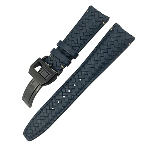 Bracelet montre 21mm tissé bleu et noir pour IWC Portugieser