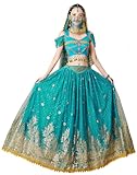 ORIDOOR Ladies Dress up Costumes Indian Aladdin Jasmine Princess Belly Dancing Bollywood Costumes X-Large 03-Peacock Blue