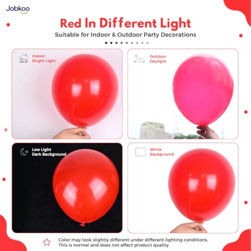 Image of Jobkoo Red Balloons 12 Inch, 50 Pcs Matte Red Latex Balloon