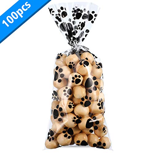 100 Pieces Pet Paw Print Cone Cellophane Bags Heat Sealable Candy Bags Dog Paw Gift Bags Cat Treat Bags with 100 Pieces… - Image 4