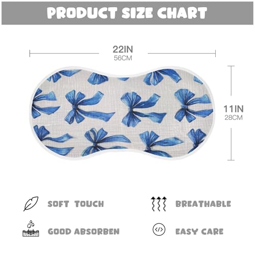 Retro Blue Ribbon Bow Burp Cloths Baby Boys Girls Absorbent Soft Cotton Burping Cloths Rags, 4 Pack2