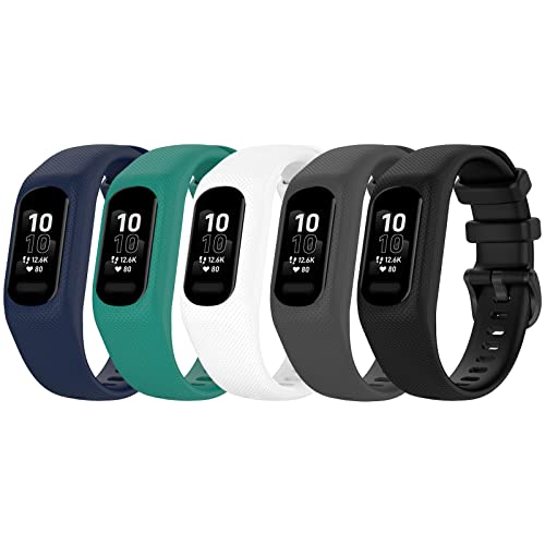 Paquete de 5 correas compatibles con Garmin Vivosmart 5, correa de repuesto deportiva colorida para GarminSmart 5 Vivosmart5, pulsera para mujeres y hombres, Pequeño, ágata