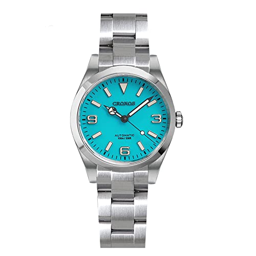 NIADI Cronos Montre mécanique automatique unisexe 36 mm Série Explore Climbing pour hommes et femmes, bleu