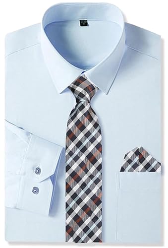 Cromoncent Men's Stylish Business Dress Shirt and Tie Combo,Long Sleeve,Stretchable,Trendy