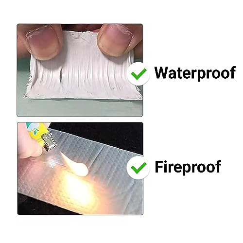 Image of 2 inch x 5 mtr waterproof Adhesive Heavy Duty Aluminium Foil Tape with Liquid Rubber Super Solution Sealer Butyl Strong Tape for PipeRoof & Tank Leakage Water proof Seal Repair Tep