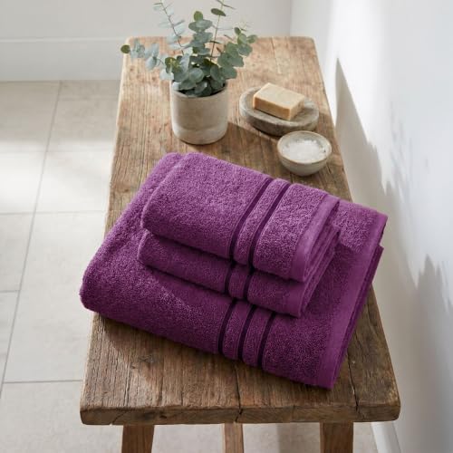 Image of MYTRIDENT Towel Set| Comfort Living | Quick Drying | Travel Friendly | for Men /Women | 3 PC Towel Set | 1 Bath (70 cm x 140 cm) 2 Hand (40 cm x 60 cm) | 100% Cotton 400 GSM - Black Currant