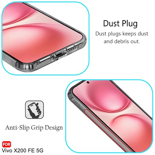 Image of TheGiftKart Back Cover Soft Case for Vivo X200 FE 5G | Best Camera Protection | Inbuilt Dust Plugs & Anti-Slip Grip | Ultra Clear Slim Back Cover Case for Vivo X200 FE 5G (Silicone, Transparent)