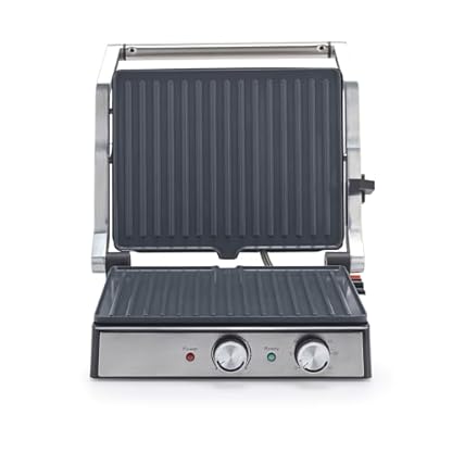 Petra PT6234VDE Kontaktgrill – Elektrogrill, bis zu 180° für das Kochen mit zwei Oberflächen geöffnet, PFAS-freie Keramikbeschichtung, einstellbare Temperatur und Timer, 29 x 23cm platten, 2000 W