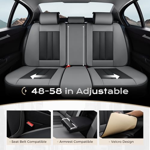 Image of Coverado Nappa Leather Car Seat Covers Full Set, Luxury Waterproof Seat Protectors, Airbag Compatible Anti‑Slip Auto Seat Covers, Universal Fit for Most Cars SUVs Trucks Pickup Vehicles