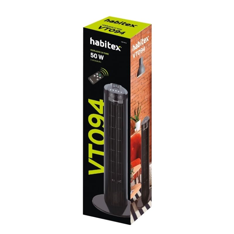 Habitex Ventilador Torre 29inch Negro con Mando