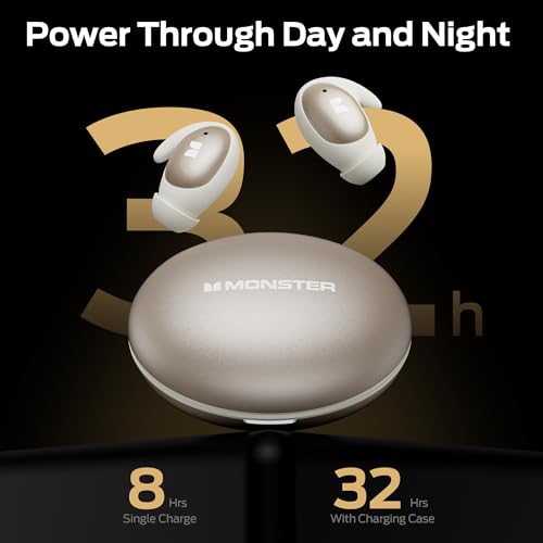 Image of Monster Sleep Ear100 Ear Buds, Sleep Earbuds with Stereo Sound, Design for Side Sleeper, 32H Playtime, Bluetooth 6.0, ENC Noise Cancelling, IPX7 Watee