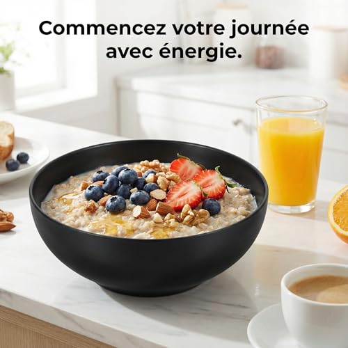 Bols à céréales et ramen 19 cm lot de 2 saladiers noirs HEMOTON