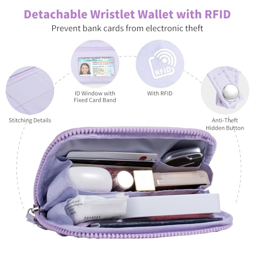 Tiostep Clip and Go Strap for Phone with Wallet Crossbody Phone Lanyard with Anti-Theft Zipper Pouch Detachable Quilted Wrist Wallet with RFID and ID Window for Daily Travel. by Tiostep - Used condition - Image 4
